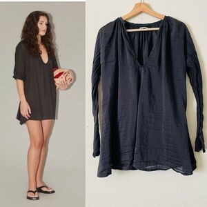 Uncle Studios SMALL black silk blend long sleeve tunic